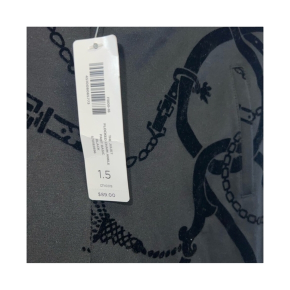Chico's Black Chain Patterned Women's Straight Leg Pants Sz 1.5 - Picture 5 of 5